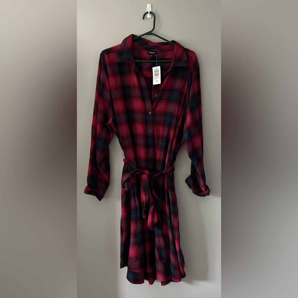 L/S Plaid Shirt Dress